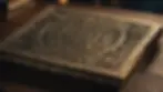 Close-up view of a mysterious book with dark and intricate designs