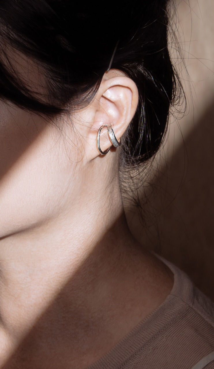 縮圖：Star Trail Silver EarCuff - Double rings design 星際系列 雙環星軌 純銀耳扣