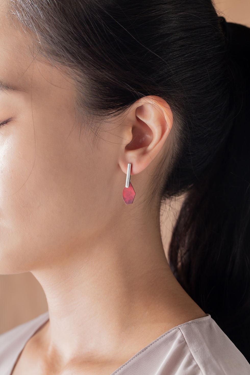 縮圖：礦石耳環  純銀拼接紅銅 Ore Earrings Silver x Copper
