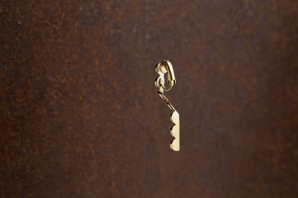縮圖：Upset / Upturn 鬍子小姐 折 直式長耳環 Brass Long Earring
