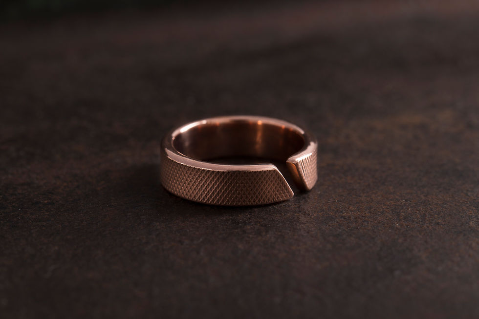縮圖：革紋 紅銅戒指 Emboss Texture Ring