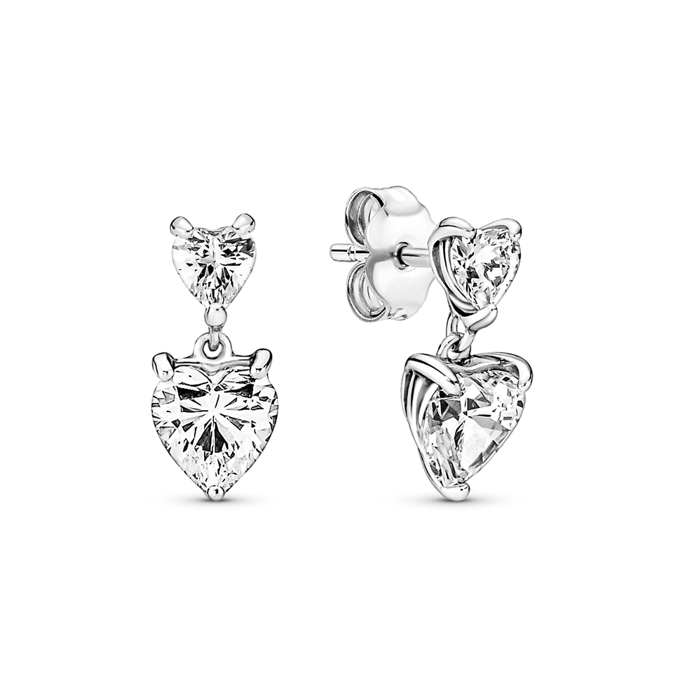 Срібні сережки Pandora Два серця 291199C01