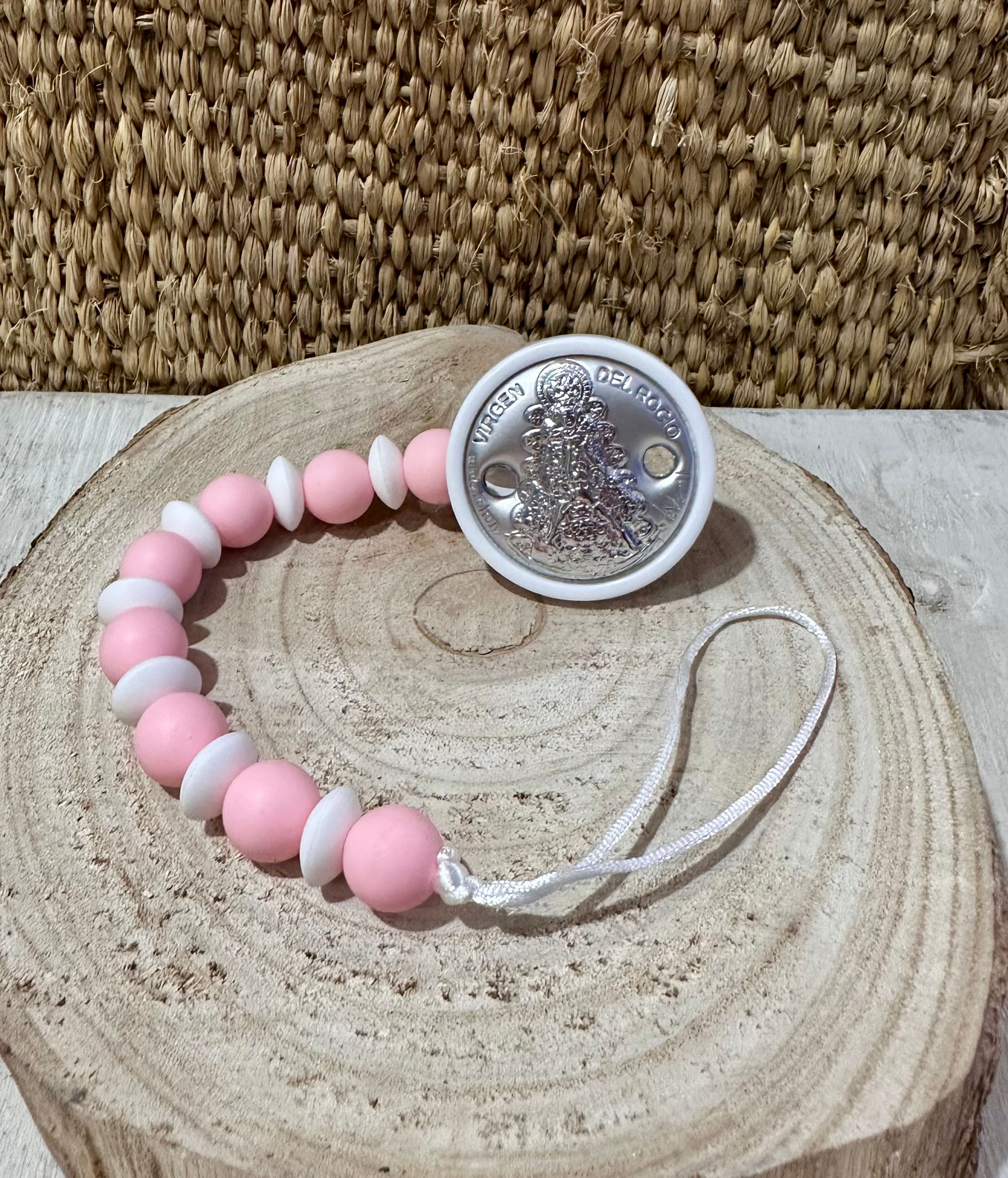 Cadena Chupete Bolas Laminada en Plata Rosa 