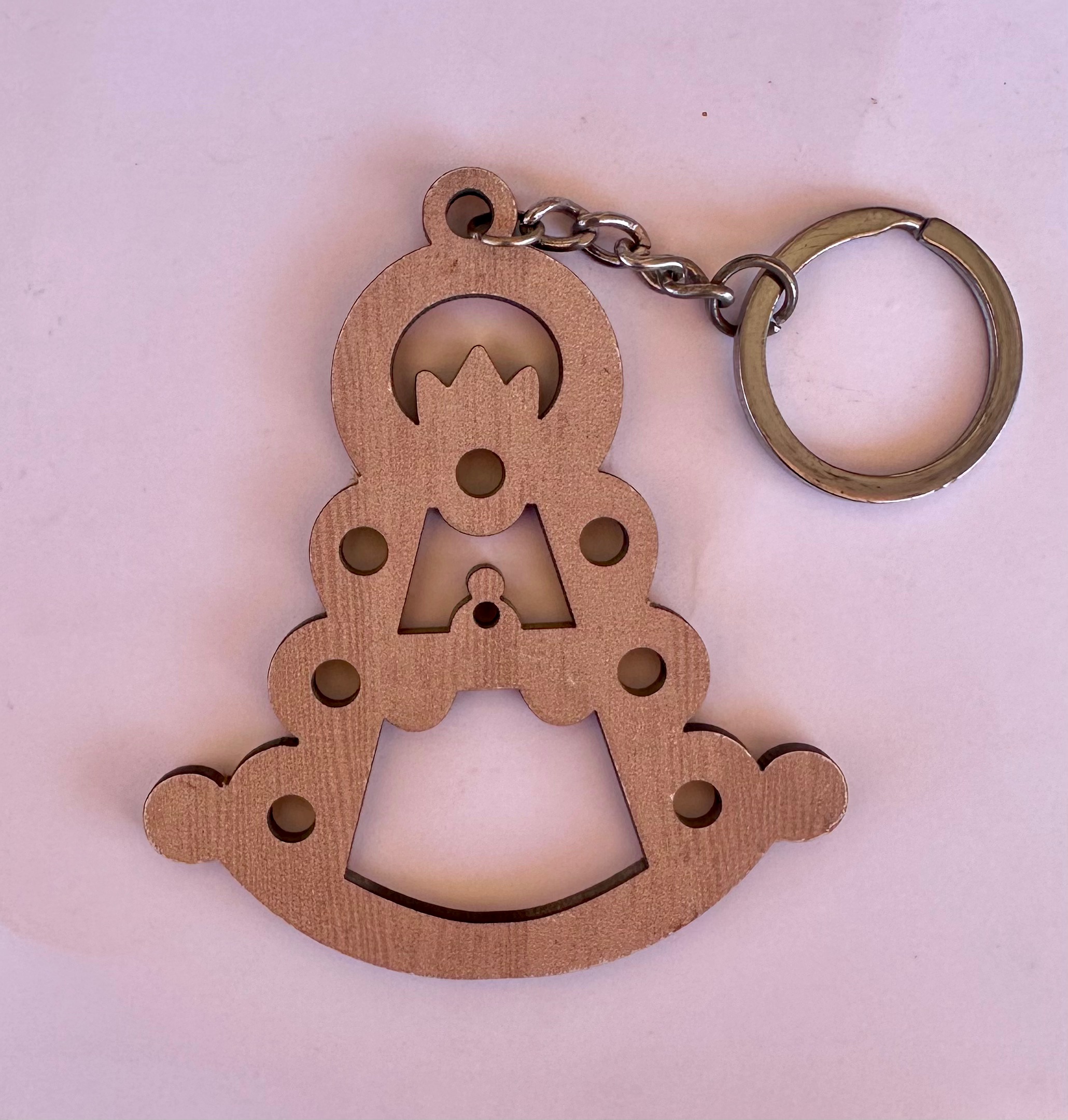 Llavero Silueta Madera Mediano / Beige 