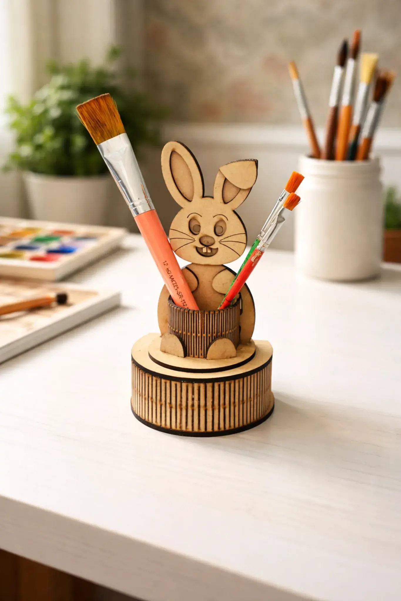Mickey Mouse Wooden Paint Brush Holder