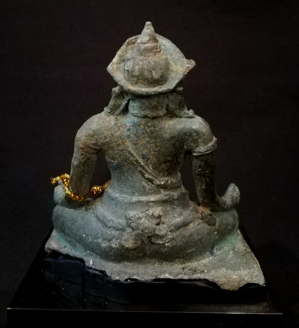 Thumbnail: Thai Bronze Small Seated Ganesha,12th Century,Lopburi Period.
