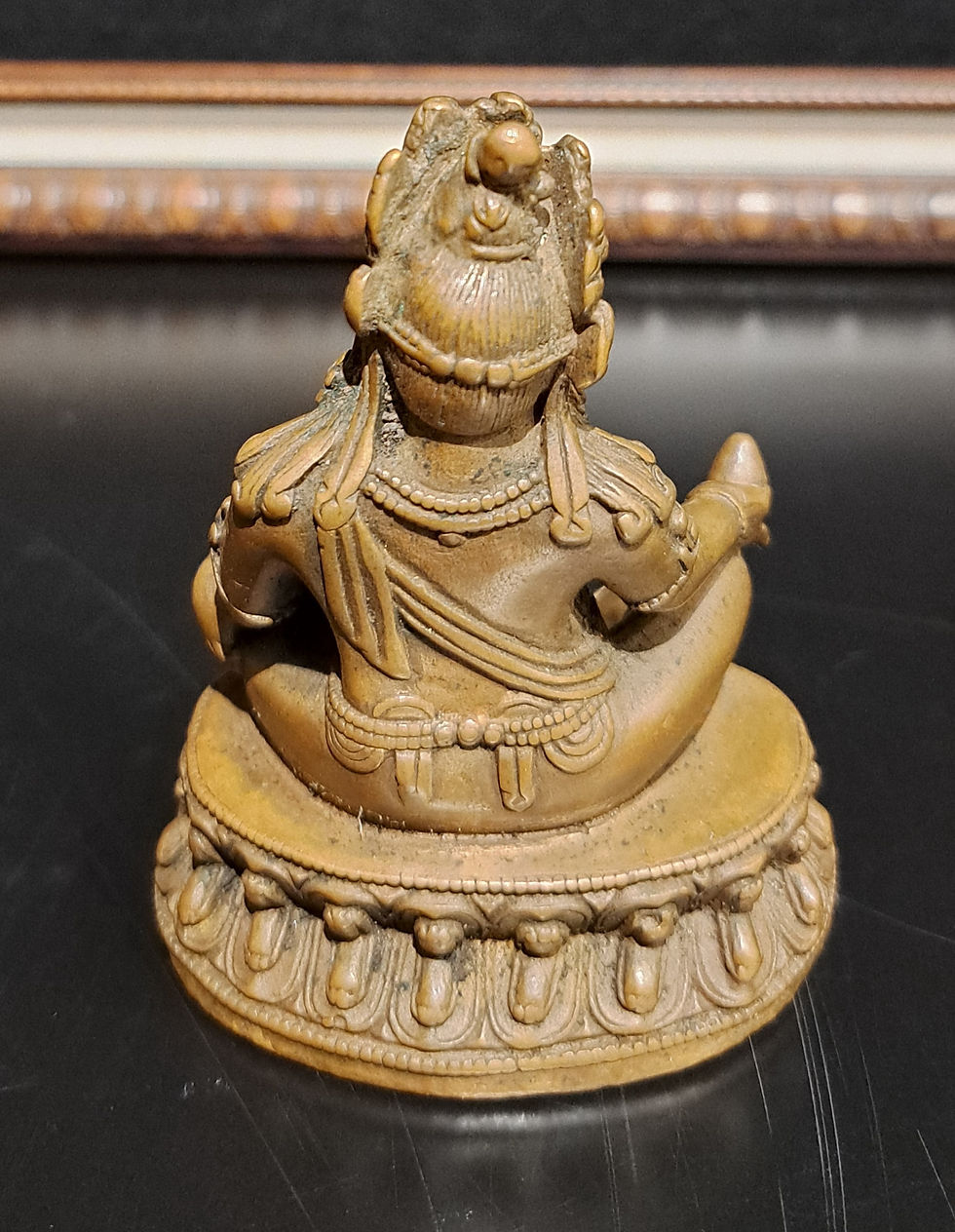Thumbnail: TIBETAN BRONZE SMALL SEATED KUBERA, 18th CENTURY.