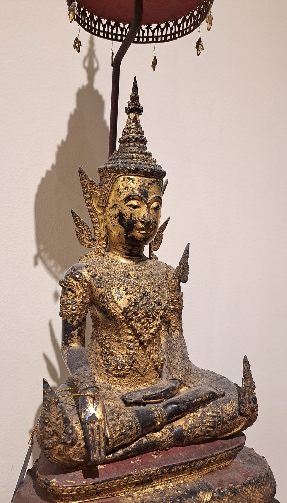 Thumbnail: THAI BRONZE SEATED CROWN BUDDHA WITH THE UMBRELLA,18th CENTURY,RATTANAKOSIN