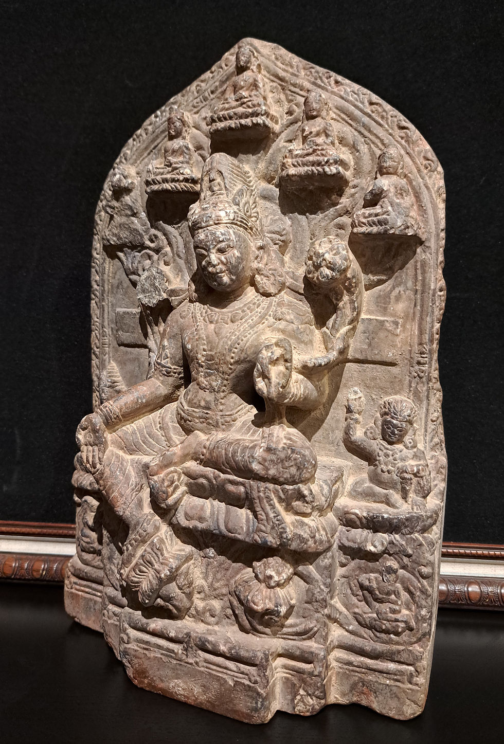 Thumbnail: INDIAN BROWNSANDSTONE SEATED FEMALE RELIEF SCULPTURE, 11th CENTURY, PALA PERIOD.