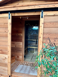 Outdoor of sauna door open
