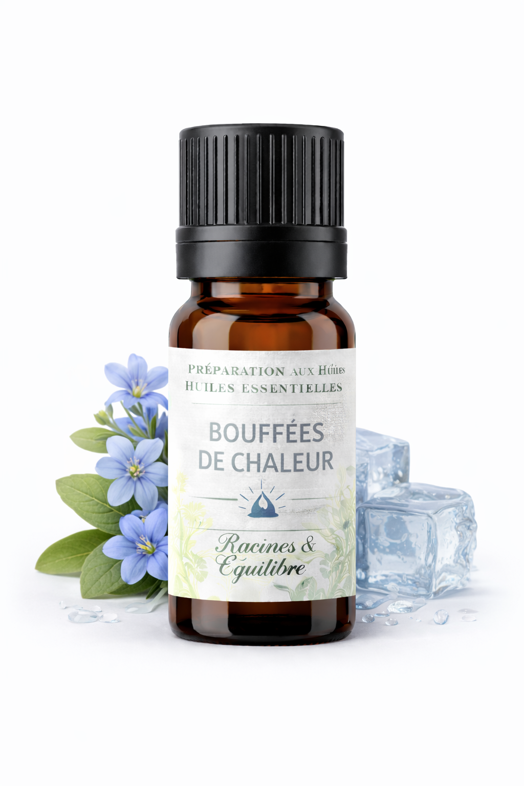 Préparation huiles essentielles bouffées de chaleur – sensation de fraîcheur et bien-être – Racines & Équilibre