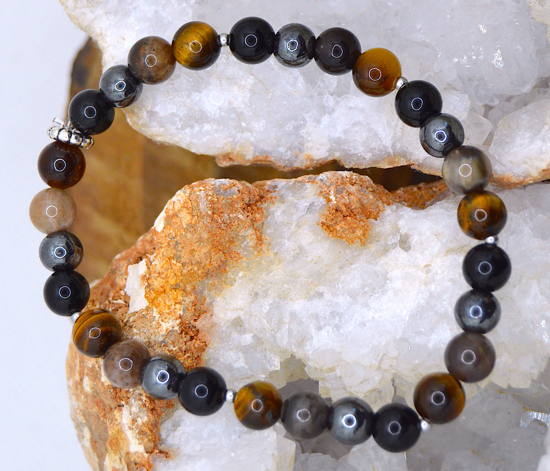 Bracelet énergétique ancrage et protection en pierres naturelles