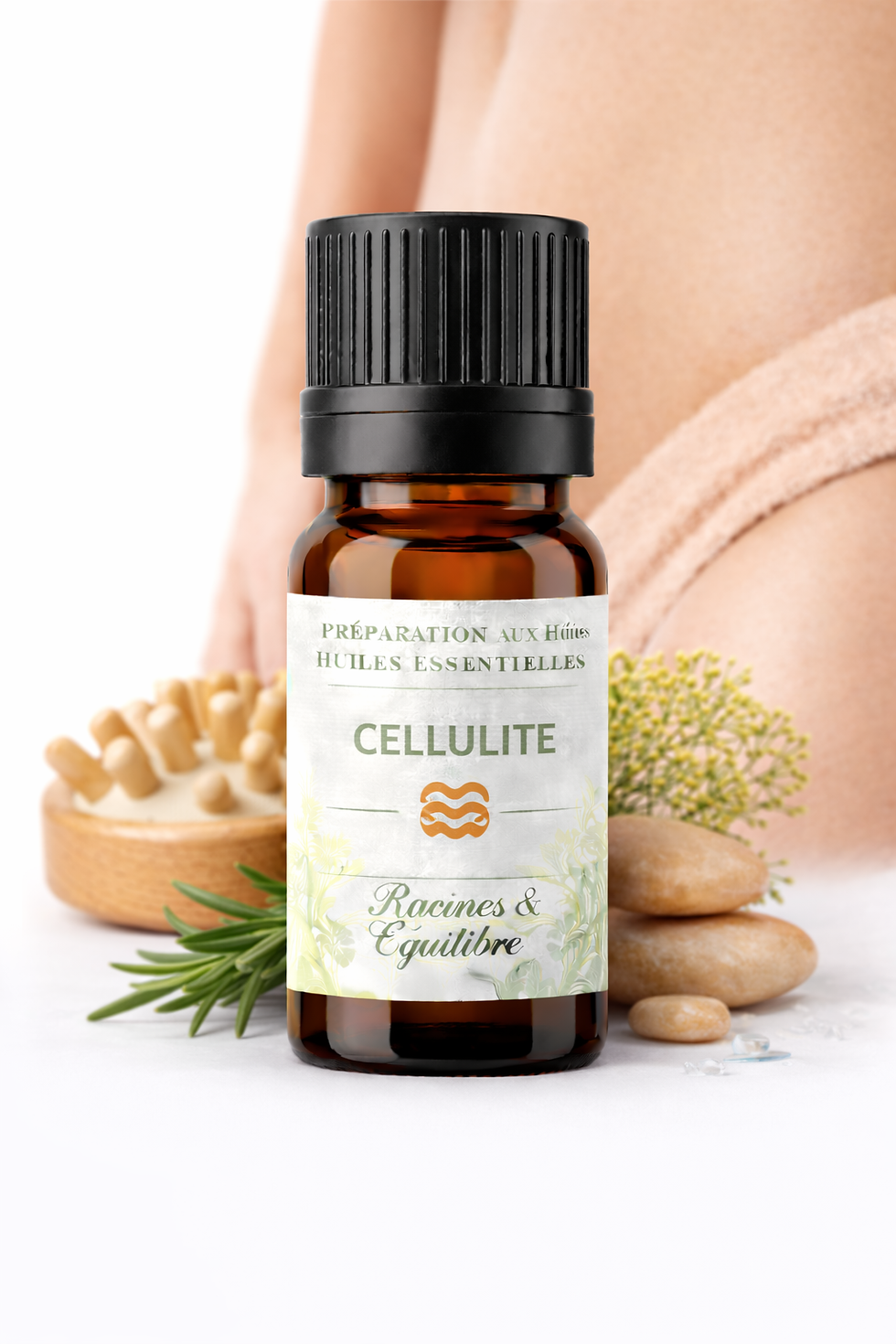 Préparation huiles essentielles cellulite – massage et aspect de la peau – Racines & Équilibre