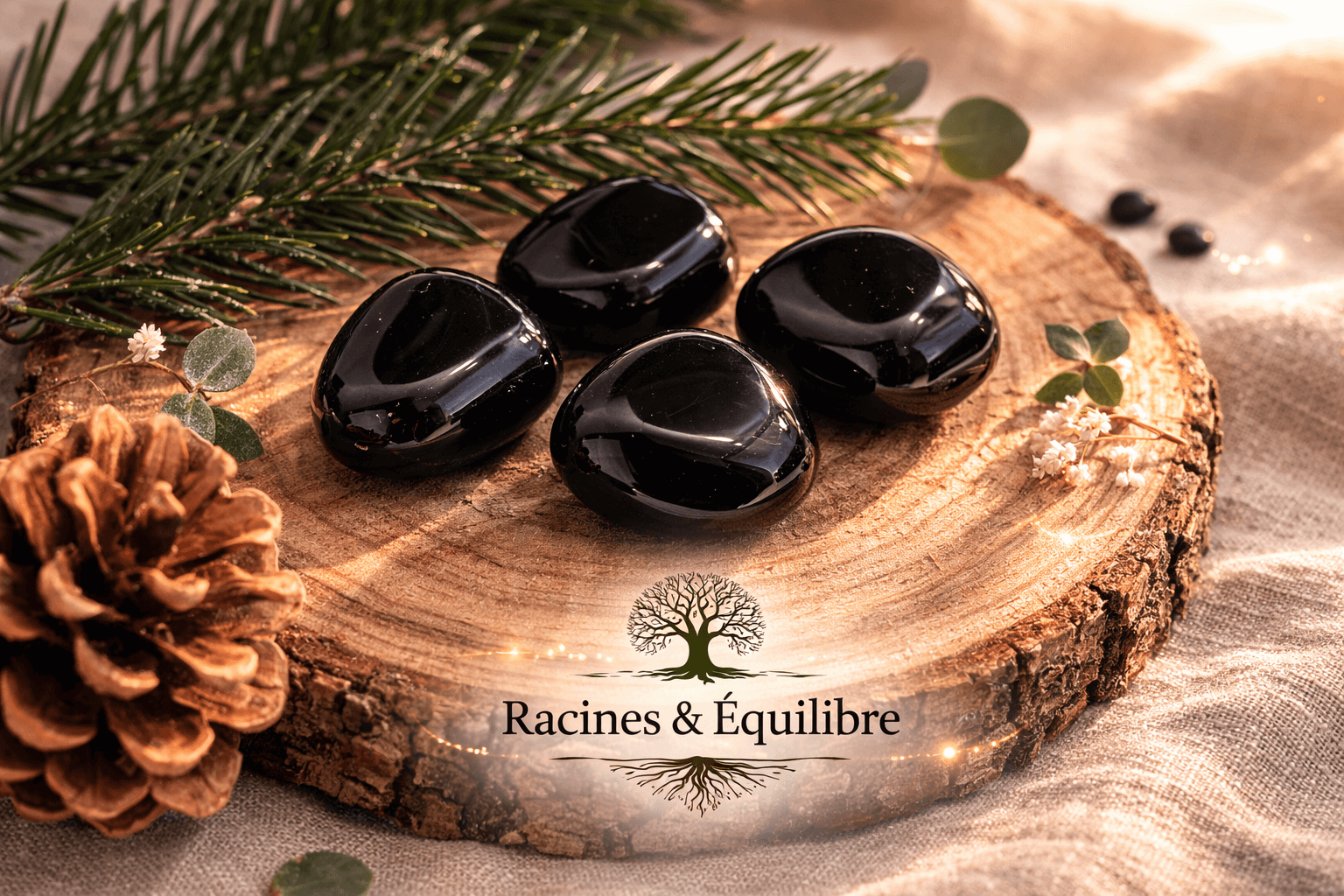 Pierre roulée en obsidienne noire