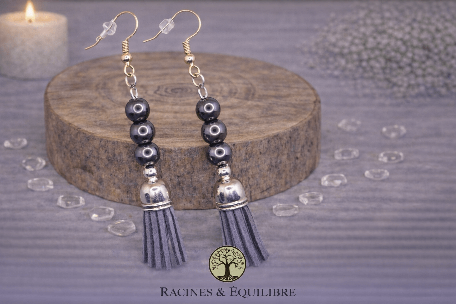 Boucles d'oreilles en hématite
