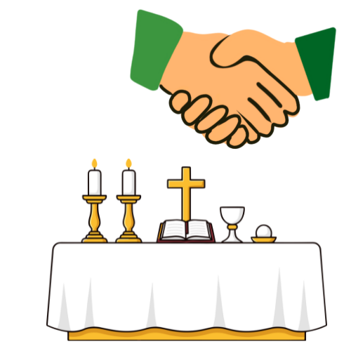 image of an altar and handshake representing partnership