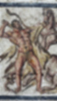 Hercules and Diomedes' horses, mosaic, Musée de Valence Art et Archéologie, France