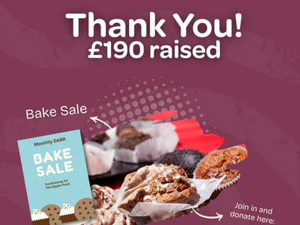Member raises £190 for The Ripple Pond with a fundraising bake sale.