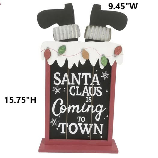 Thumbnail: Wooden Chimney Sign "Santa Claus is Coming to Town"