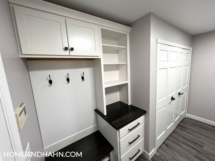 Mudroom Upgrade and Laundry Room Update:  New storage, flooring, paint, hardware