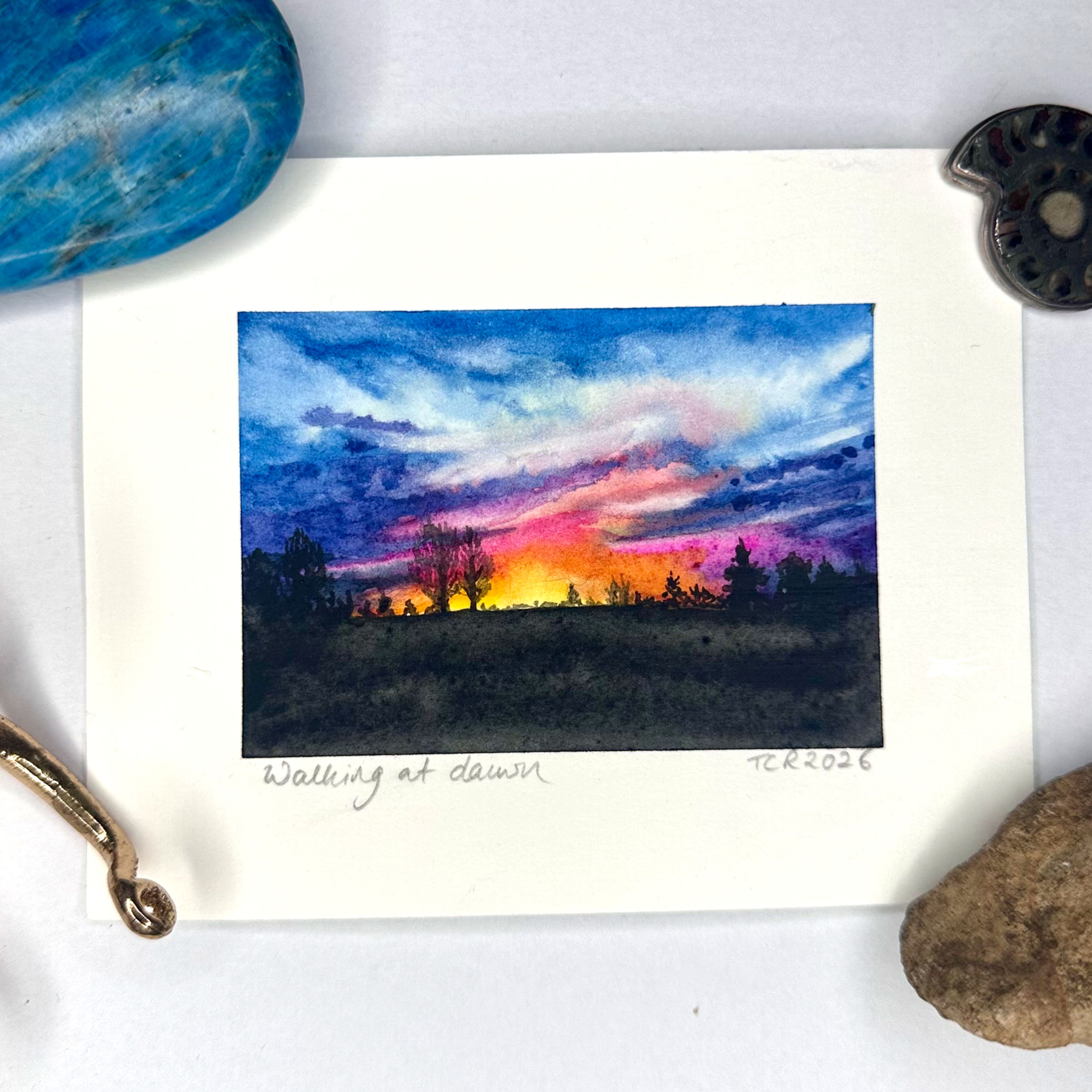 Walking at Dawn original watercolour