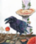 A Little More - Original watercolour and ink painting of a raven by Tracy Christina