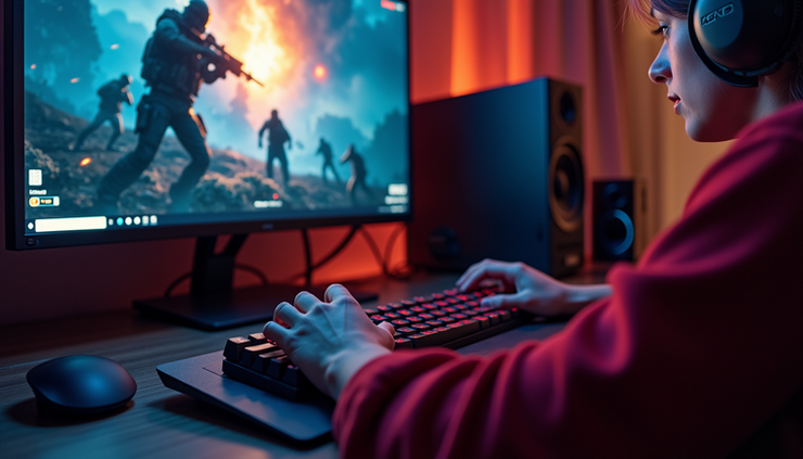 Eye-level view of a gaming setup with a Call of Duty match on screen