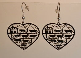 Miniature : Boucles d'oreille coeur, motif poya, dorées ou inox