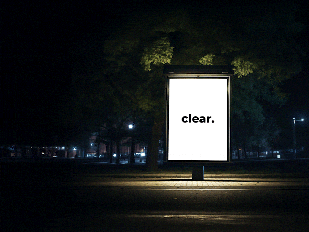 Werbeschild mit clear