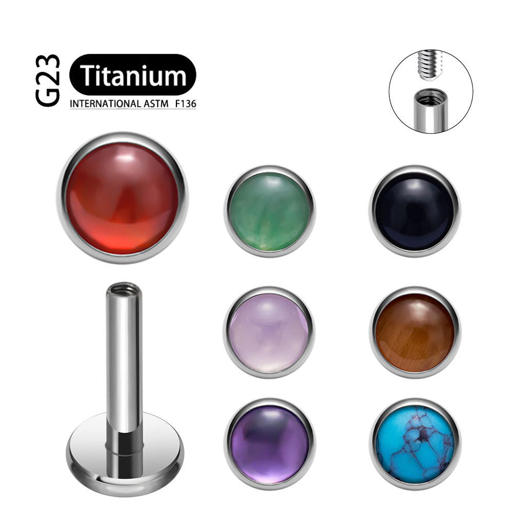 Minimalist Titanium Labret Stud with Stone