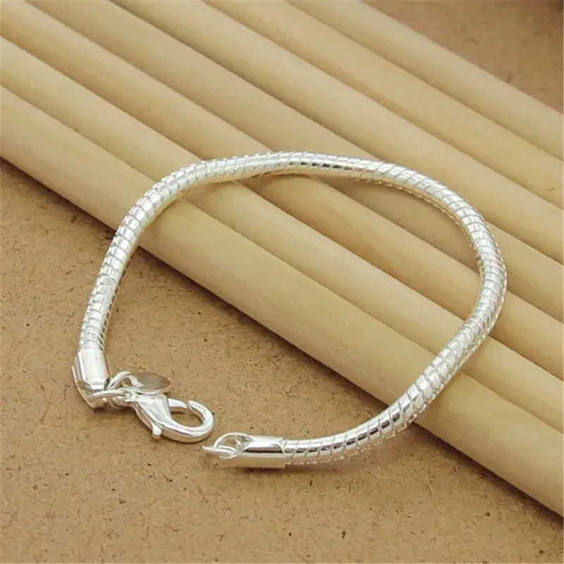 Thumbnail: Fine Noble Solid 925 Sterling Silver Chain Bracelet for Women & Men – Elegant Ch