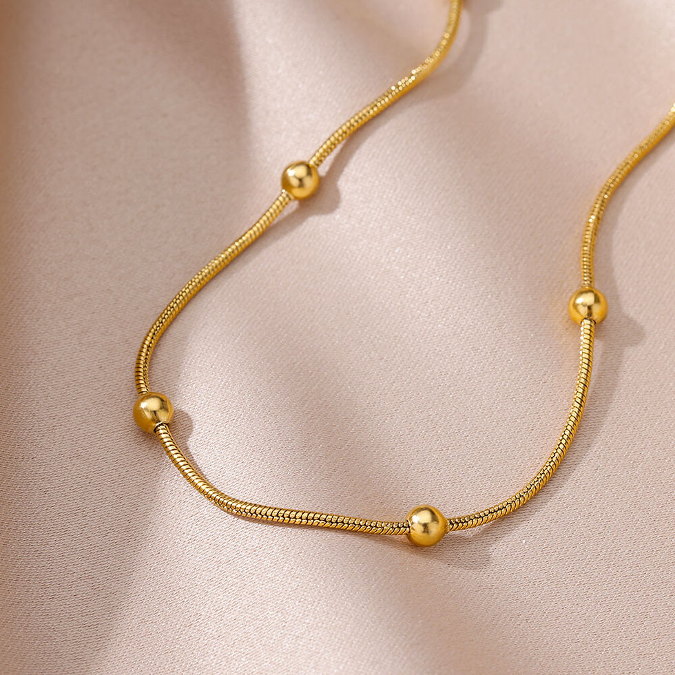Thumbnail: Vintage-Inspired Stainless Steel Beaded Chain Anklet for Women