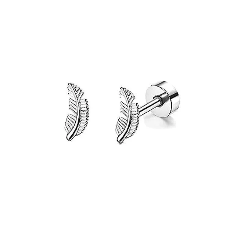 Thumbnail: Stainless Steel Heart & Moon Stud Earrings