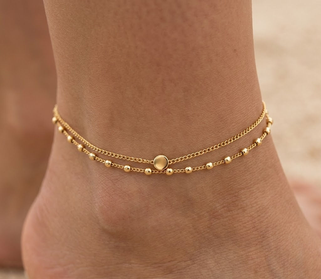 Glamour Gold Anklet with Zirconia