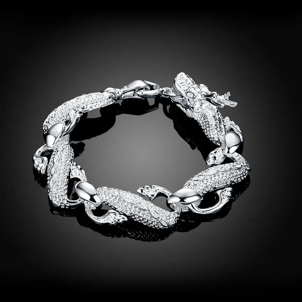 Thumbnail: Fine Noble Solid 925 Sterling Silver Chain Bracelet for Women & Men – Elegant Ch