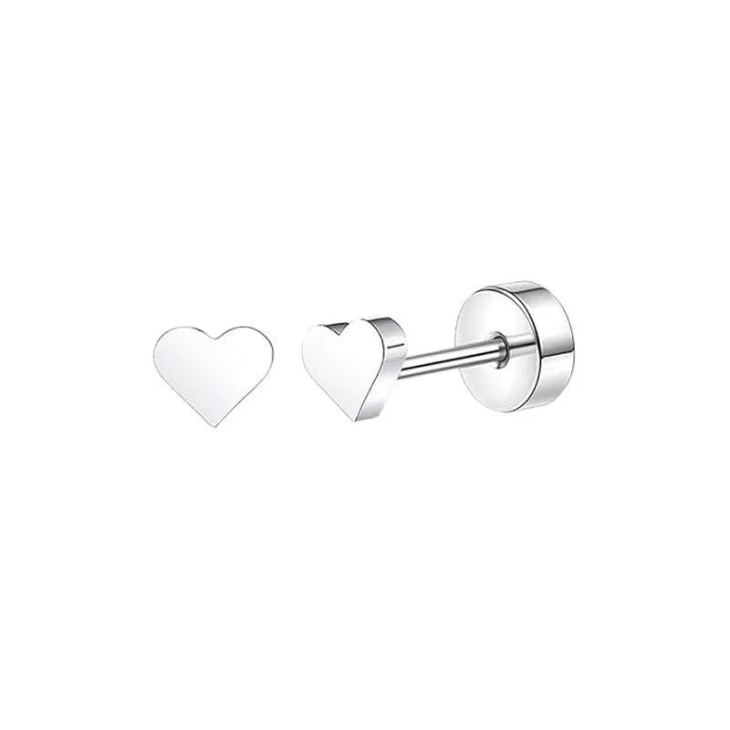 Thumbnail: Stainless Steel Heart & Moon Stud Earrings