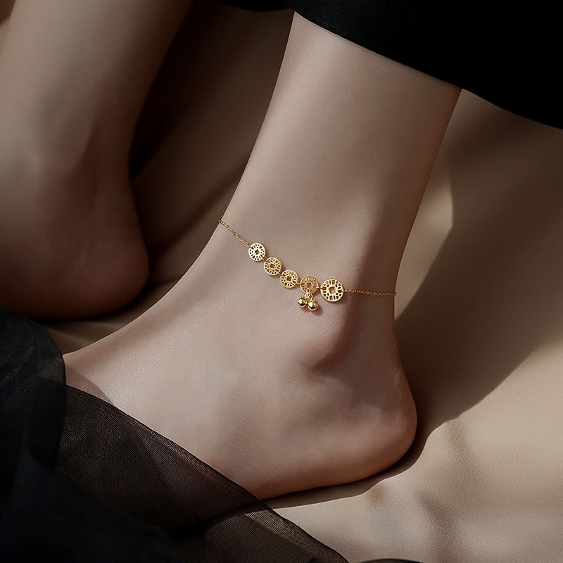 Thumbnail: Elegant 925 Sterling Silver Anklet with Dazzling Geometric Clear CZ Design