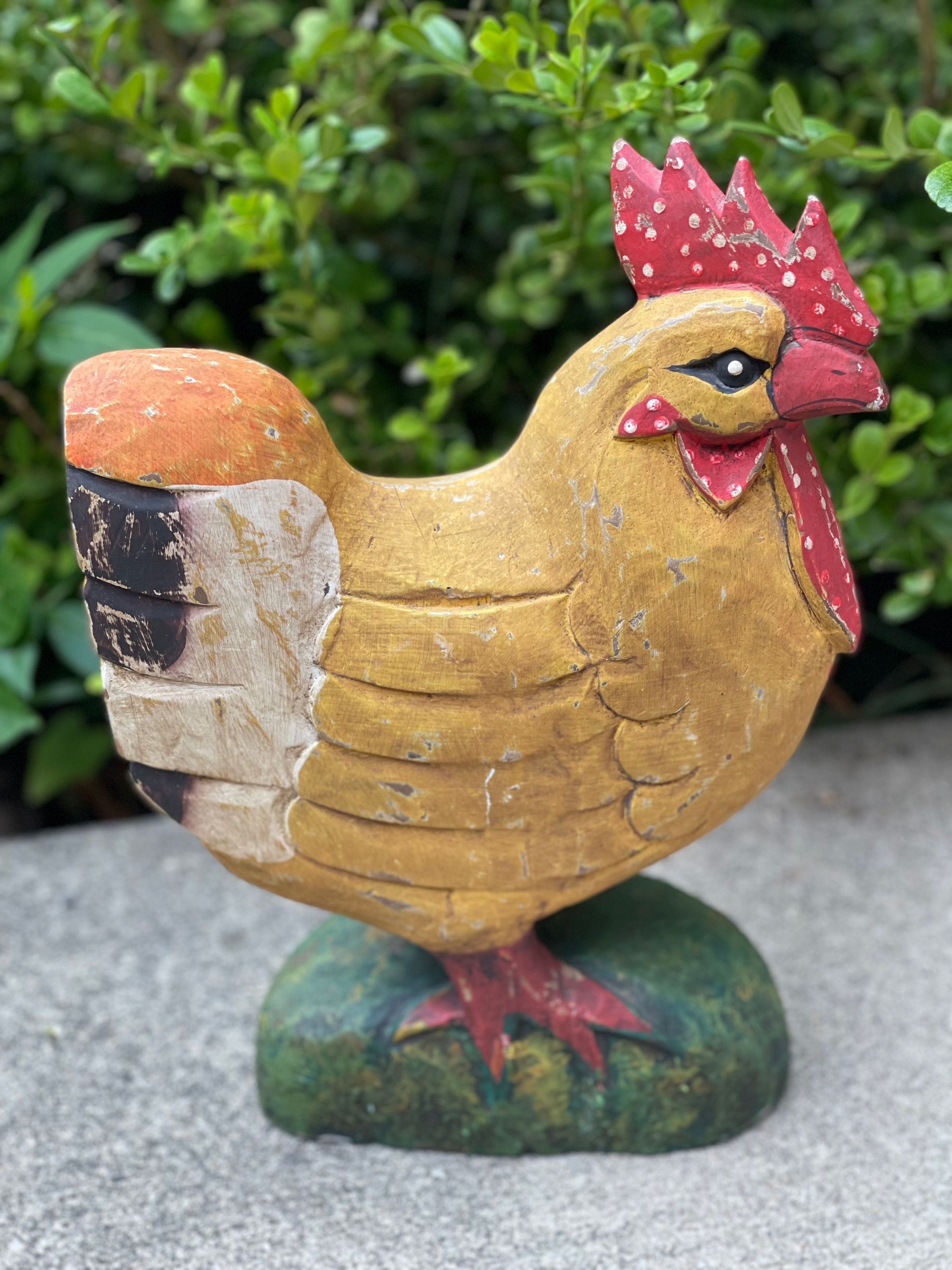 Antique wooden standing rooster