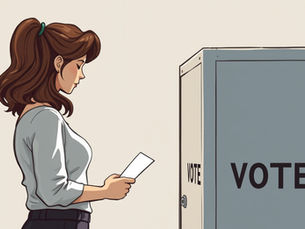 A mom casting her vote
