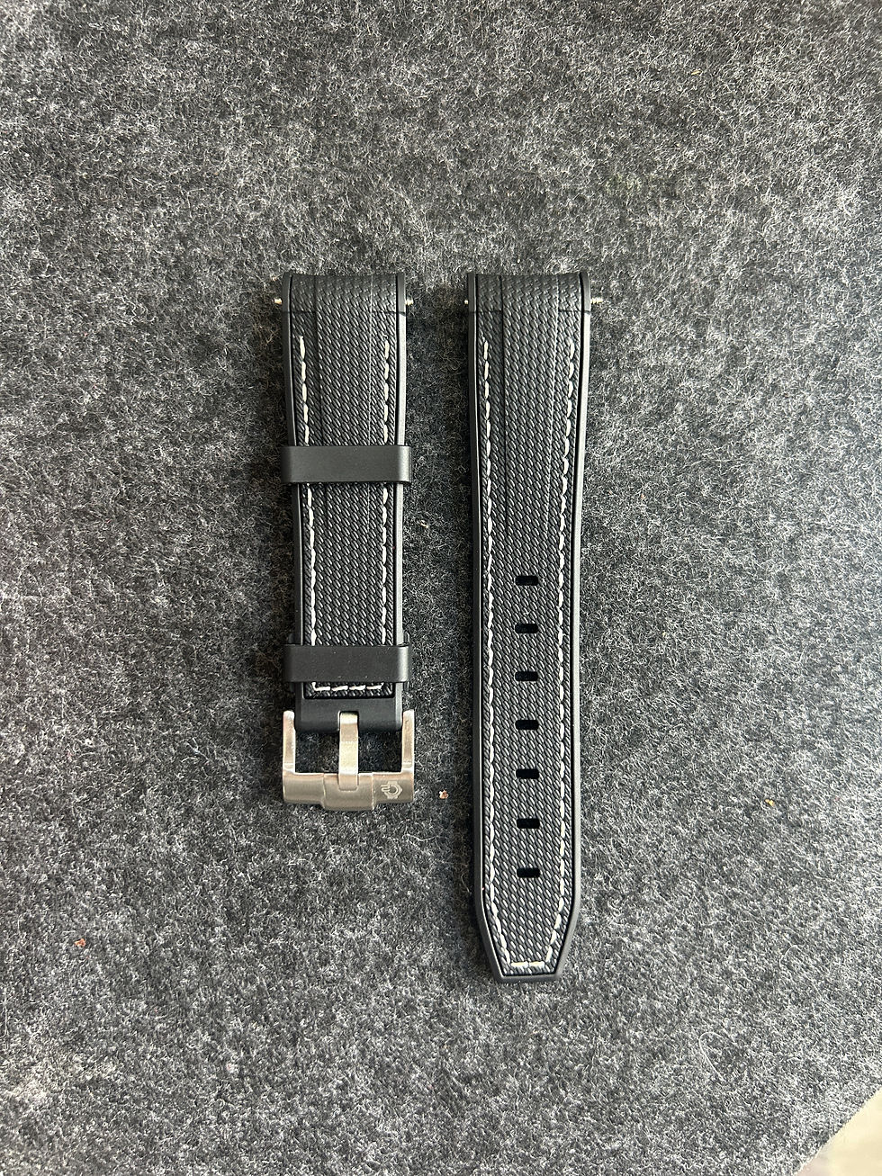 Thumbnail: 20mm BLACK Rubber Sailcloth WHITE stripe "Mission to Mercury" Moonswatch