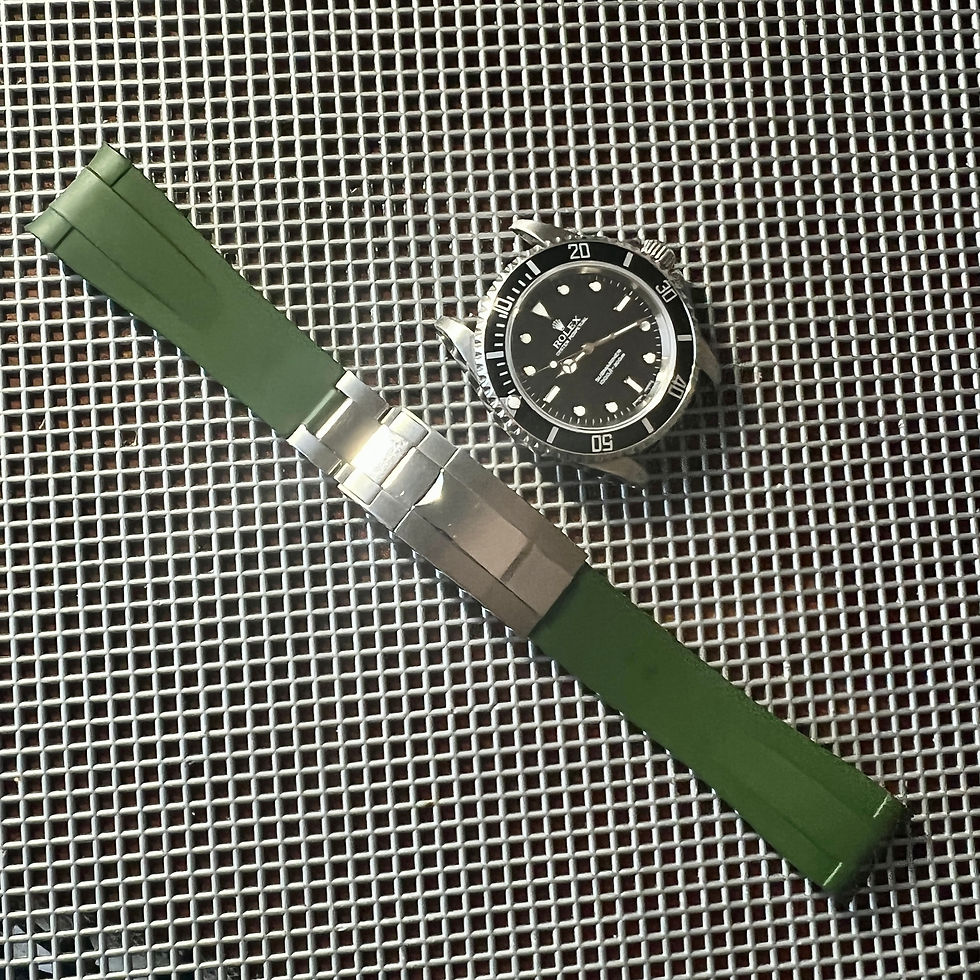 Thumbnail: D - 20mm Olive GREEN Caouthouc Rubber Vulcanized strap for Rolex 