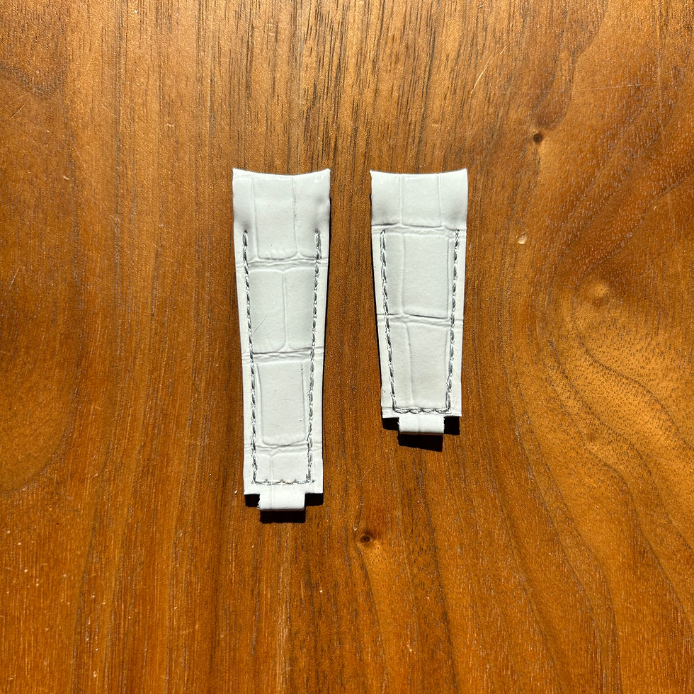 Thumbnail: 20 mm WHITE Alligator Cowhide Rolex submariner SILVER