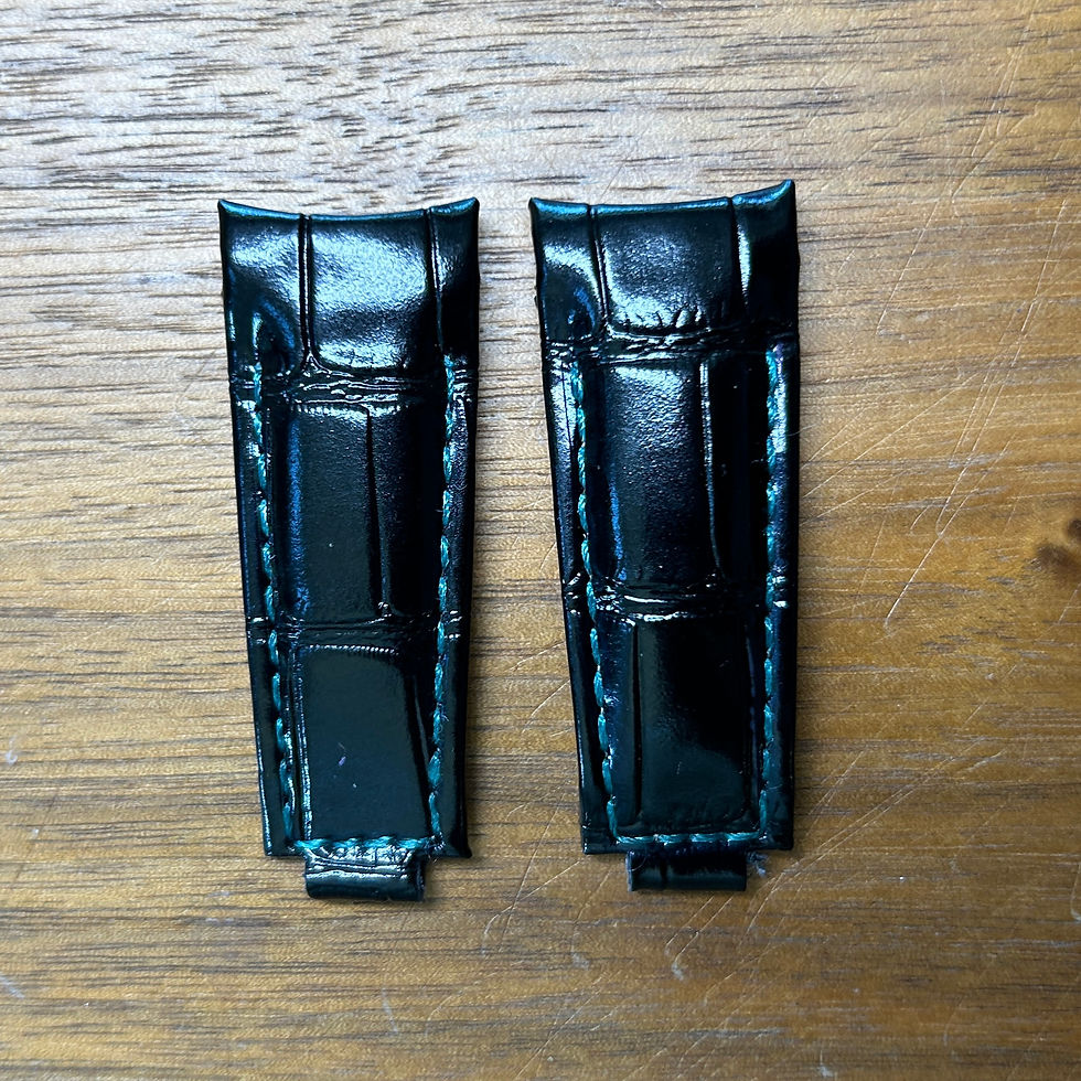 Thumbnail: 20mm BLACK Alligator pattern Cowhide Rolex submariner strap GREEN