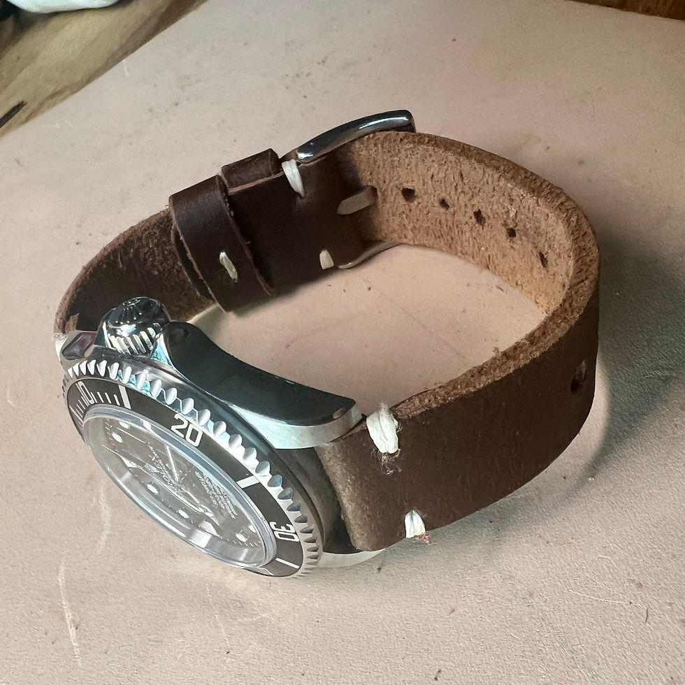 Thumbnail: Dk. BROWN Vehetable Tanned Full grain leather WHITE Stitch