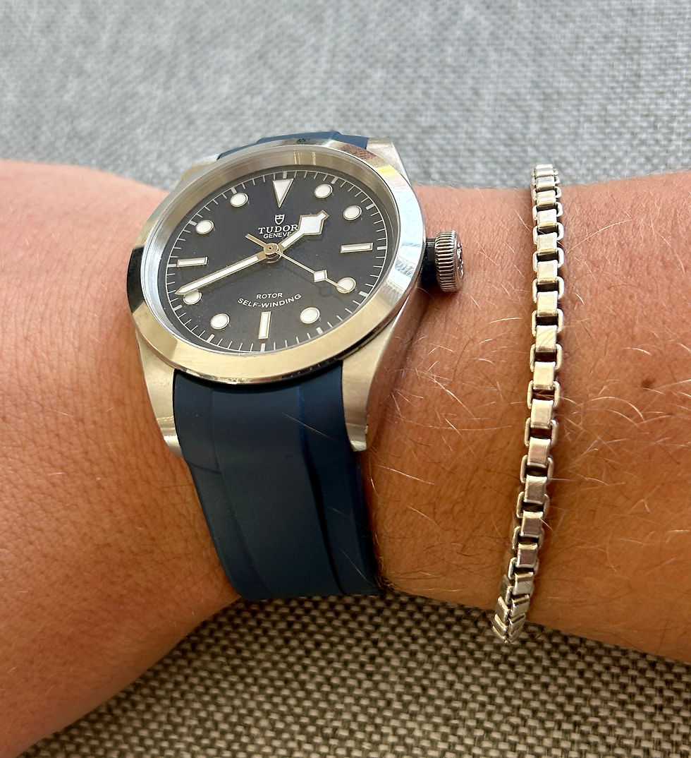 Thumbnail: 22mm Navy Vulcanized Caoutchouc rubber Strap TUDOR Geneve Black Bay Watches