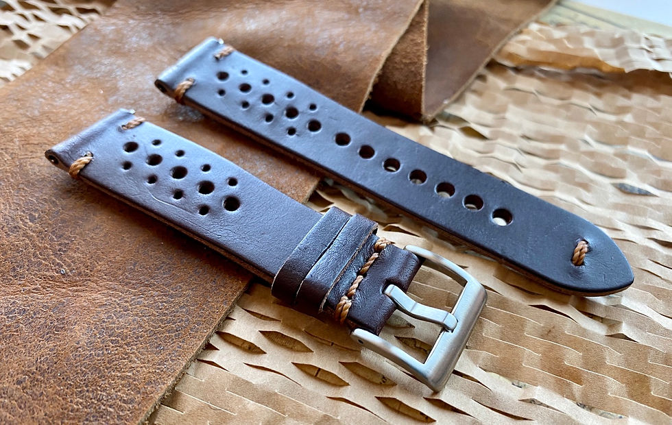 Thumbnail: Dark BROWN Vegetable Tanned Leather BROWN Stitch