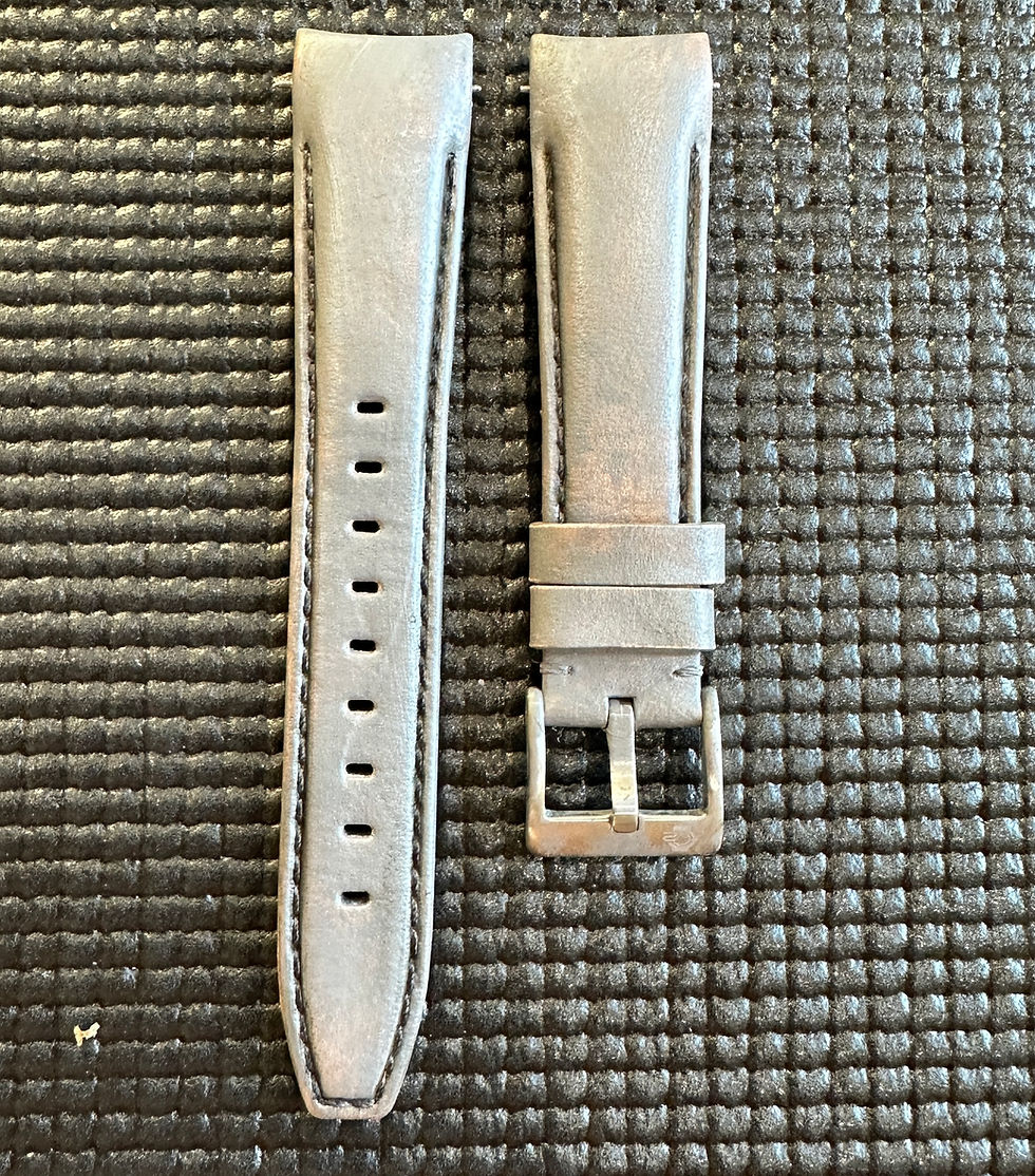 Thumbnail: 21mm SILVER Leather curved Strap 41mm Rolex Submariner 42mm Explorer II BLACK