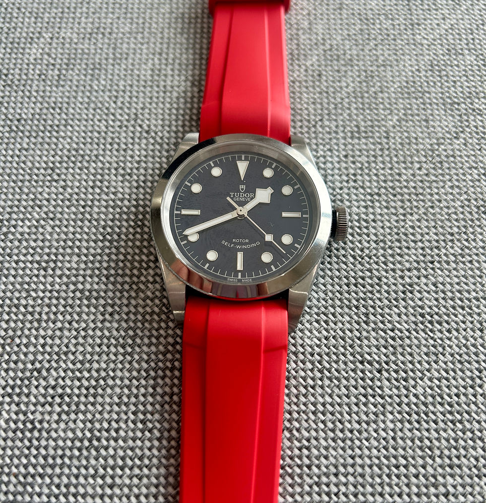 Thumbnail: 22mm RED Vulcanized Caoutchouc rubber Strap TUDOR Geneve Black Bay Watches