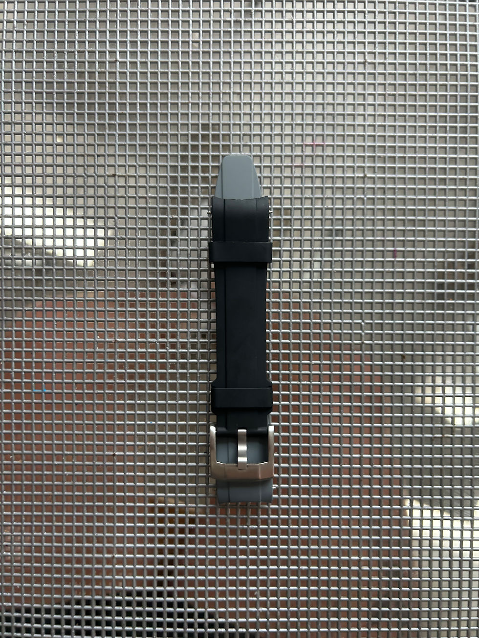 Thumbnail: 20mm BLACK/GRAY Vulcanized Caoutchouc rubber Strap Long Rolex Yacht-Master