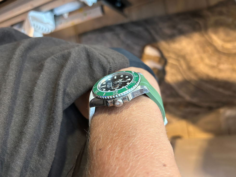 Thumbnail: 21mm GREEN/WHITE Vulcanized Caoutchouc rubber Strap Rolex SUBMARINER